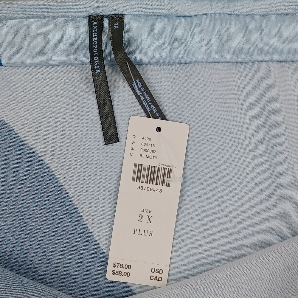 Anthropologie Silky Waves Strapless Blouse Size Size 2X Women Viscose Pullover - Picture 5 of 10